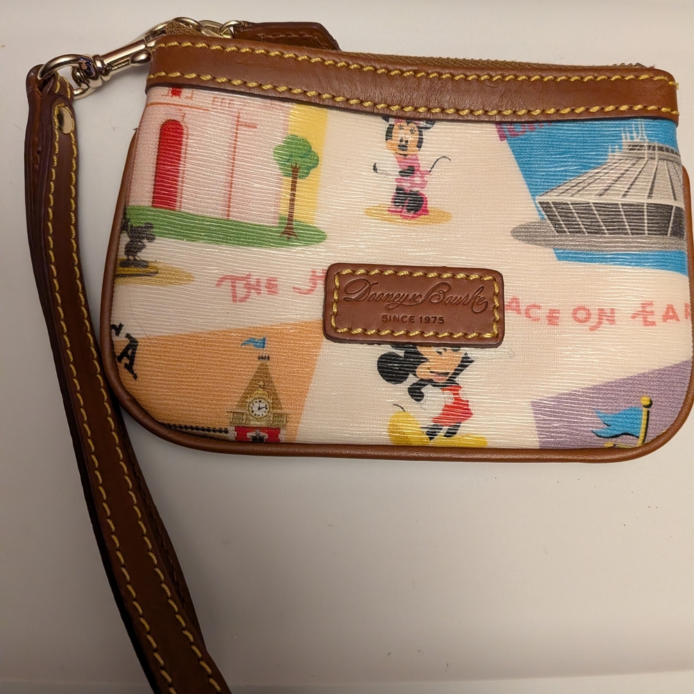 Disney World Retro Zip Wristlet by Dooney & Bourke W/ Keychain #2